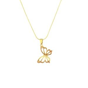 Butterfly Charm Necklace 18” Snake Chain Gold Plated Stainless Steel